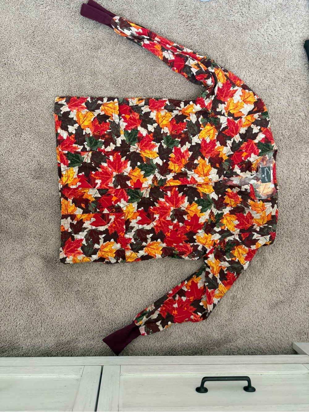 Autumn Leaf Print Cardigan - Multicolor healthcare lab coat